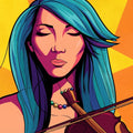 Pop art Asian violinist